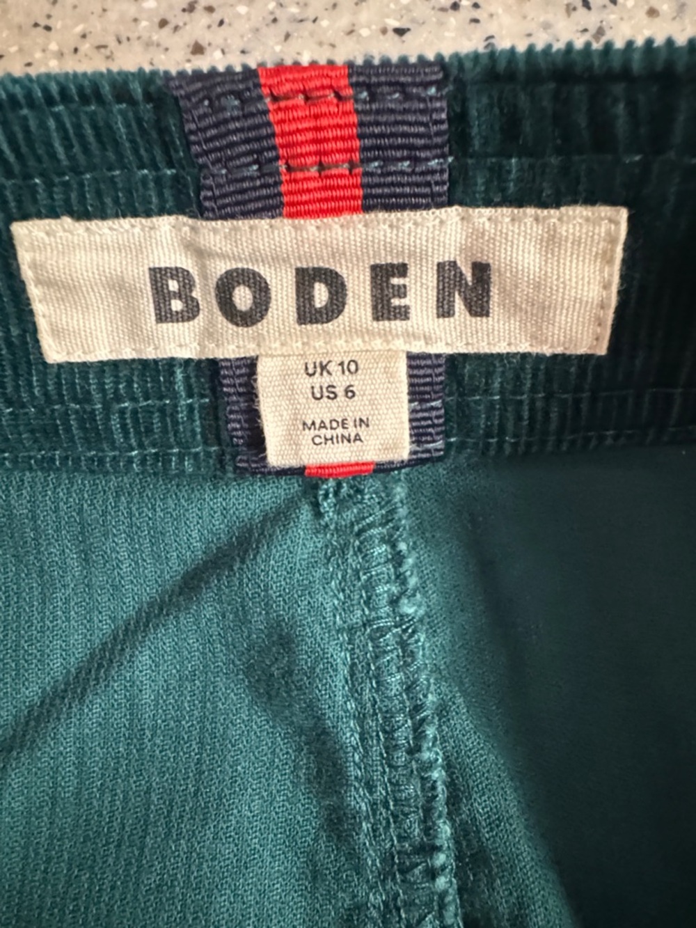 Boden-Cecelia Green Teal Button-Front Corduroy Mini Skirt.Size 6 - Picture 5 of 6